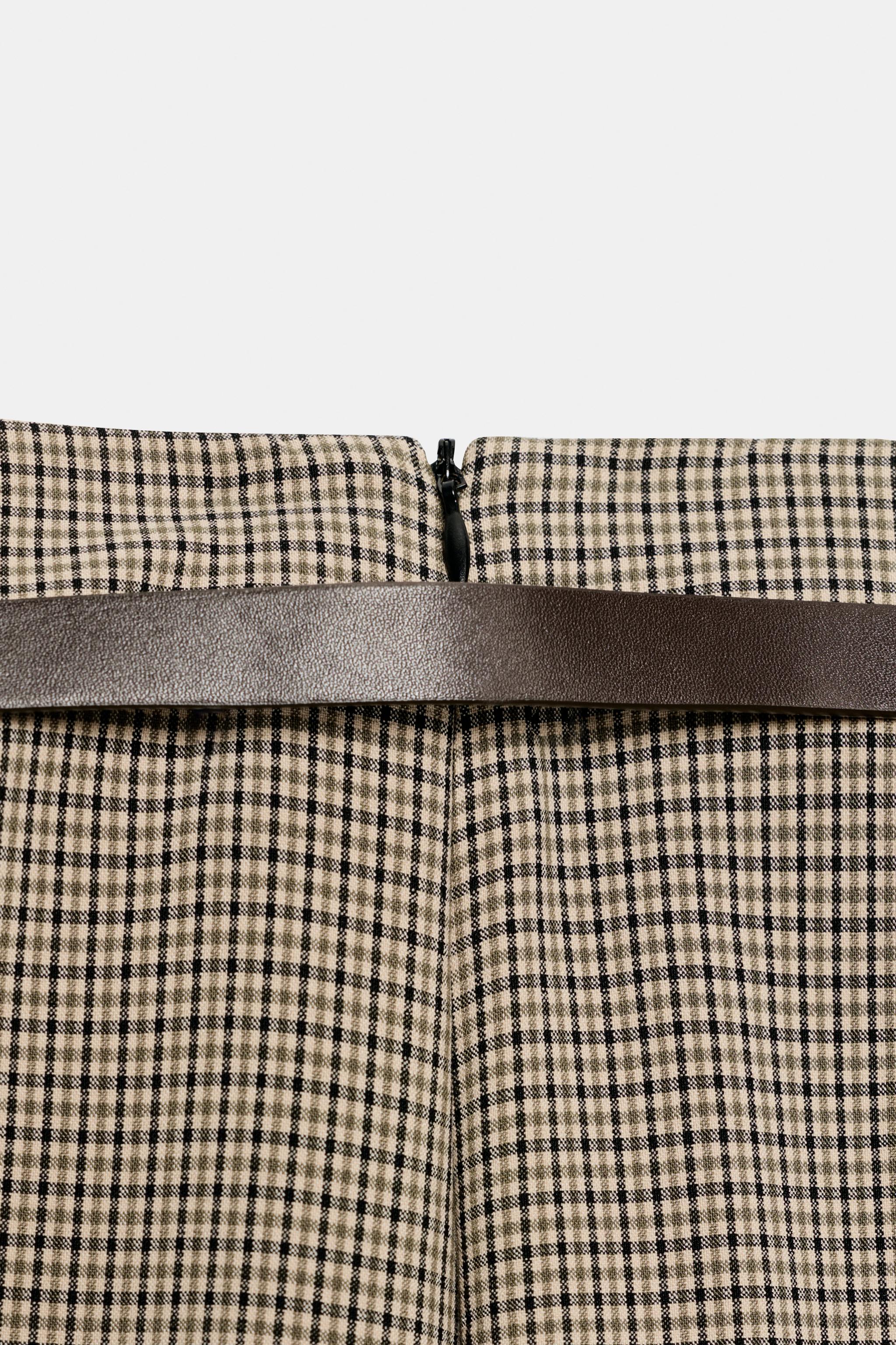 PLAID BELTED PANTS